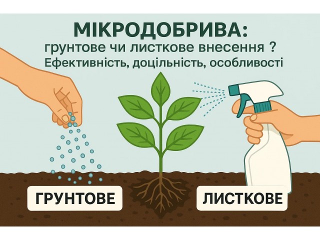 Мікродобрива: ґрунтове чи листкове внесення? Ефективність, доцільність, особливості Мікродобрива: ґрунтове чи листкове внесення? Ефективність, доцільність, особливості